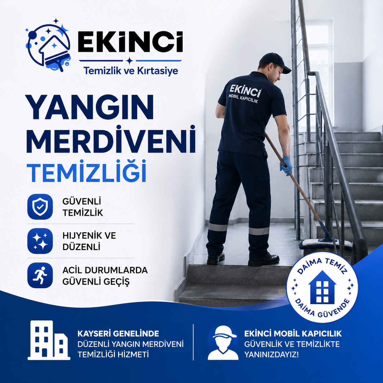 Yangın Merdiveni Temizliği Kayseri mobil kapıcılık hizmeti
